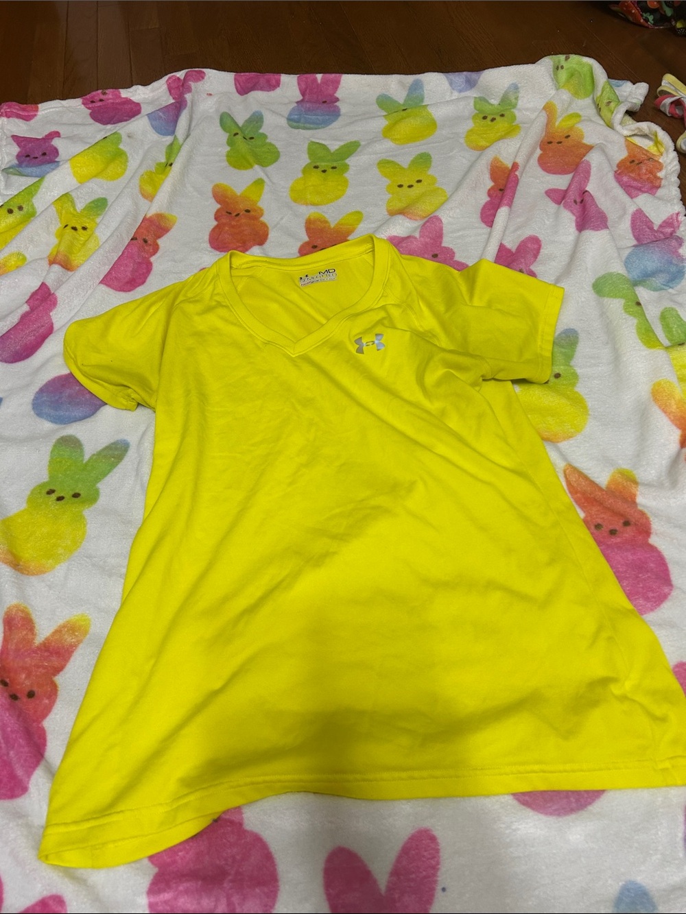 Under Armour Girls' Neon Yellow V-Neck Athletic Tee